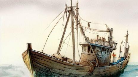 Barque de pêche C'est un petit bateau qui est conçu pour naviguer sur des eaux peu profondes. Il est propulsé par un ou deux moteurs hors-bord.