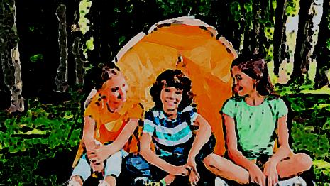 Camping sauvage camping - arbres - bruits - tente - nuit Les parents ont accepté que vous plantiez votre tente dans le petit bois de l'autre côté de la route...