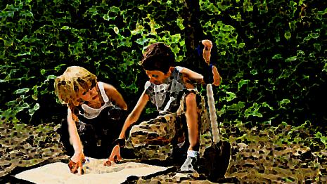 Chasse au trésor trésor - plan - forêt - creuser - seuls Tu as découvert un vieux parchemin dans le grenier de ta tante et tu pars à la recherche d'un trésor...