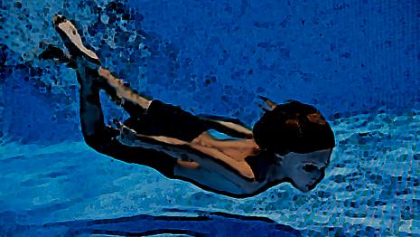 Un petit plongeon plonge - piscine - cours - natation - fond Tu essaies d'aller récupérer une pièce que le professeur a jeté au fond de la piscine...